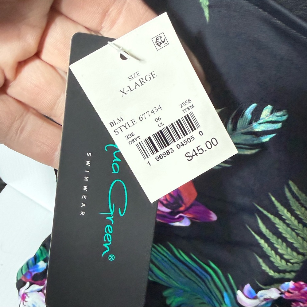 NWT Aqua Green Tropical Floral One Piece Swimsuit XL - Picture 9 of 9